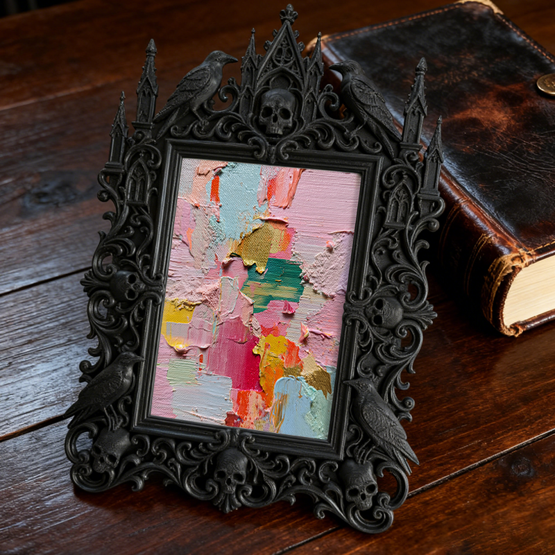 Edgy-cool Gothic Dark-style Photo Frame | Dark Academia Poetry Slam Decor, Photo Ornament, Dual-use Display, Minimalist Frame