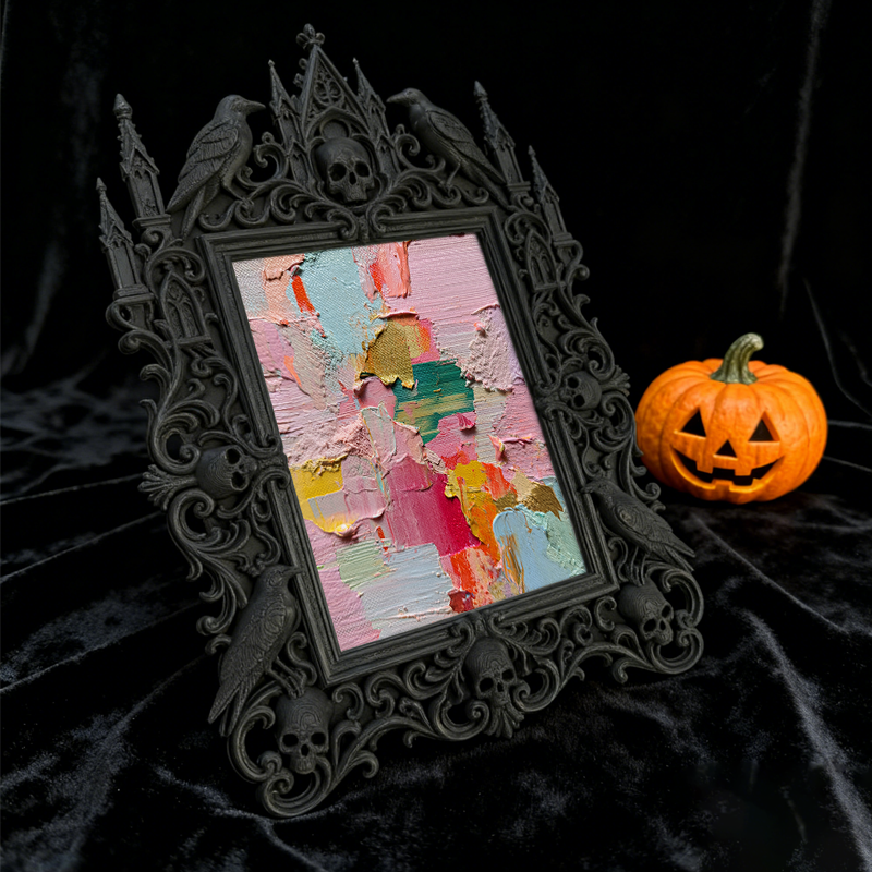 Edgy-cool Gothic Dark-style Photo Frame | Dark Academia Poetry Slam Decor, Photo Ornament, Dual-use Display, Minimalist Frame