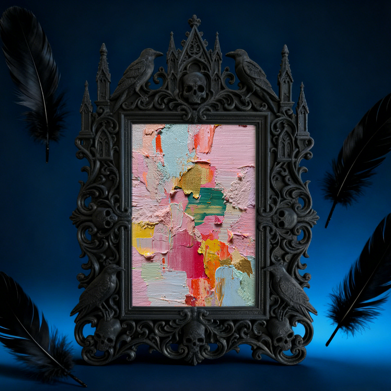 Edgy-cool Gothic Dark-style Photo Frame | Dark Academia Poetry Slam Decor, Photo Ornament, Dual-use Display, Minimalist Frame
