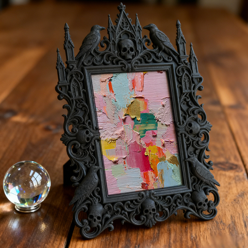 Edgy-cool Gothic Dark-style Photo Frame | Dark Academia Poetry Slam Decor, Photo Ornament, Dual-use Display, Minimalist Frame