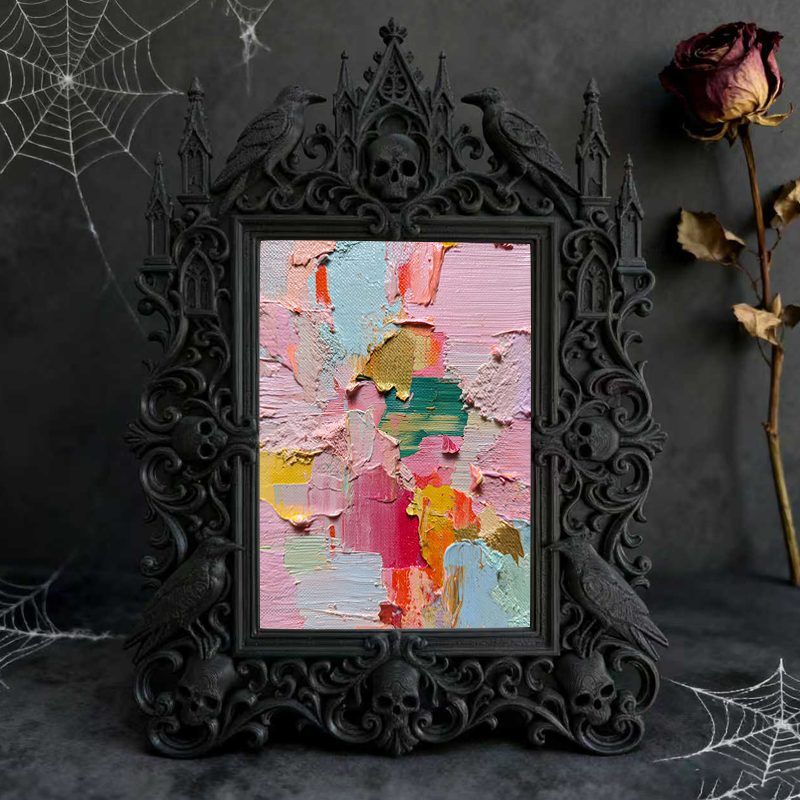 Edgy-cool Gothic Dark-style Photo Frame | Dark Academia Poetry Slam Decor, Photo Ornament, Dual-use Display, Minimalist Frame