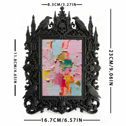 Edgy-cool Gothic Dark-style Photo Frame | Dark Academia Poetry Slam Decor, Photo Ornament, Dual-use Display, Minimalist Frame