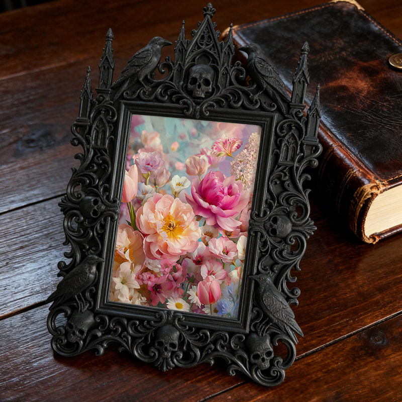 Luxe-rustic Gothic Dark-style Photo Frame | Gothic Elopement Reception Decor, Photo Ornament, Wall-mountable & Tabletop, Practical Frame