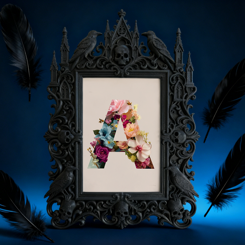 One-of-a-kind Gothic Dark-style Photo Frame | Witchy Moon Ritual Gathering Decor, Photo Ornament, Wall-mountable & Tabletop, Portable Frame