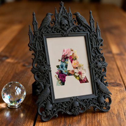 One-of-a-kind Gothic Dark-style Photo Frame | Witchy Moon Ritual Gathering Decor, Photo Ornament, Wall-mountable & Tabletop, Portable Frame