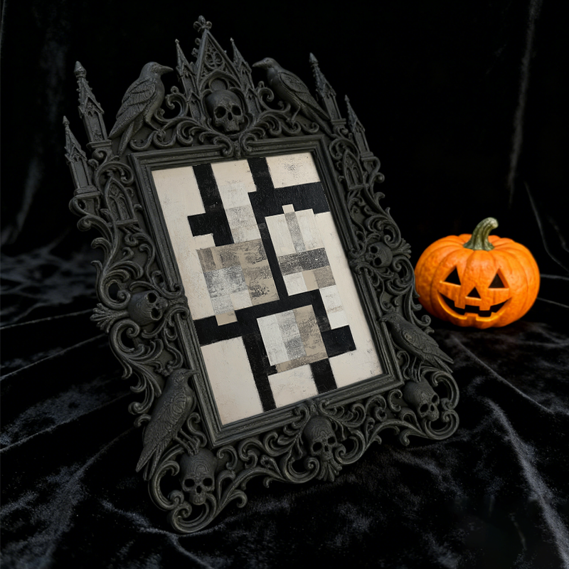 Viral-favorite Gothic Dark-style Photo Frame | Gothic Entryway Console Table Decor, Photo Ornament, Wall-mountable & Tabletop, Plastic Frame