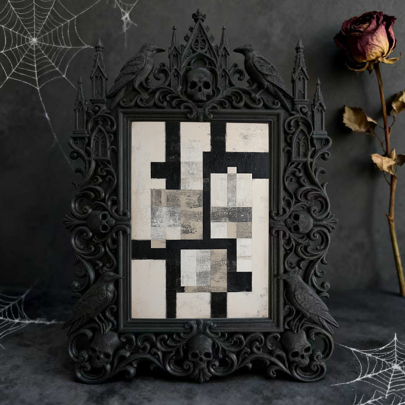 Viral-favorite Gothic Dark-style Photo Frame | Gothic Entryway Console Table Decor, Photo Ornament, Wall-mountable & Tabletop, Plastic Frame
