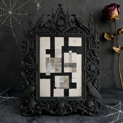 Viral-favorite Gothic Dark-style Photo Frame | Gothic Entryway Console Table Decor, Photo Ornament, Wall-mountable & Tabletop, Plastic Frame
