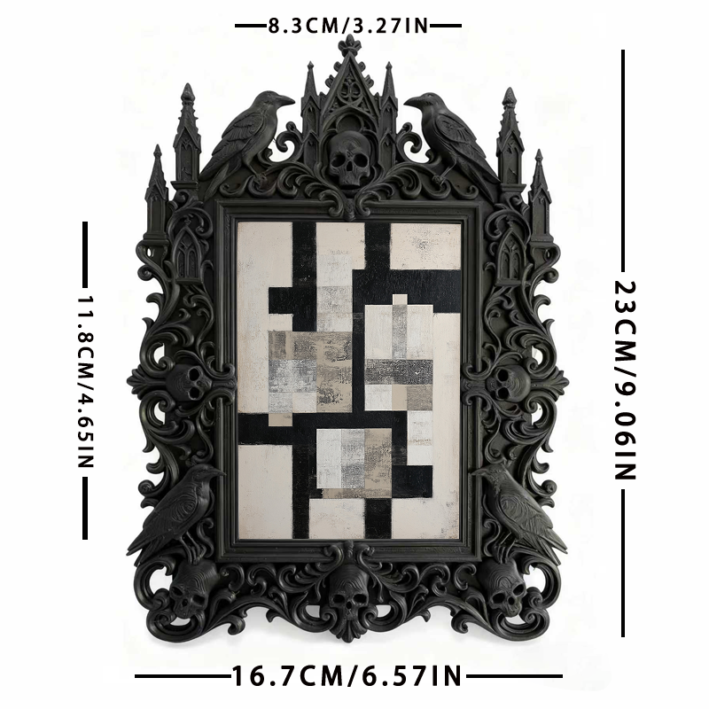 Viral-favorite Gothic Dark-style Photo Frame | Gothic Entryway Console Table Decor, Photo Ornament, Wall-mountable & Tabletop, Plastic Frame