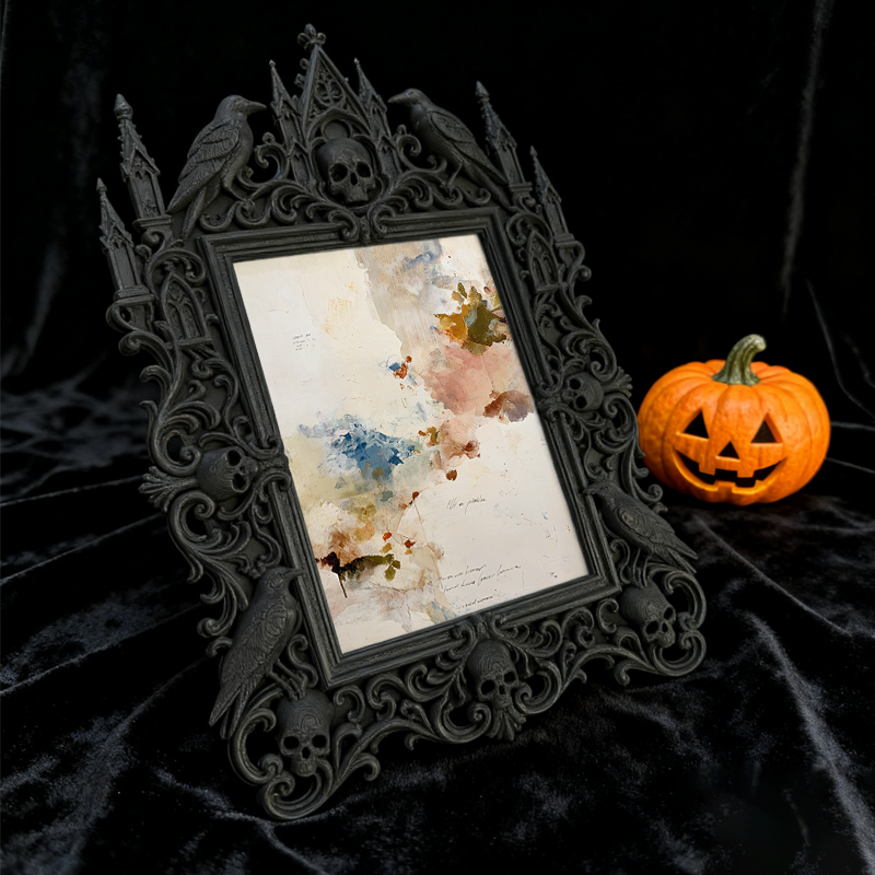 Insta-trending Gothic Dark-style Photo Frame | Dark Academia Dorm Book Nook Decor, Photo Ornament, Wall/Table Dual-use, Durable Frame