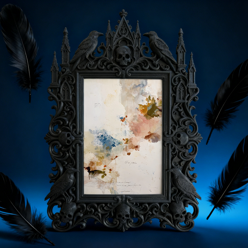 Insta-trending Gothic Dark-style Photo Frame | Dark Academia Dorm Book Nook Decor, Photo Ornament, Wall/Table Dual-use, Durable Frame