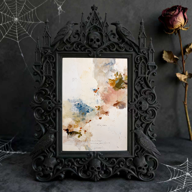 Insta-trending Gothic Dark-style Photo Frame | Dark Academia Dorm Book Nook Decor, Photo Ornament, Wall/Table Dual-use, Durable Frame