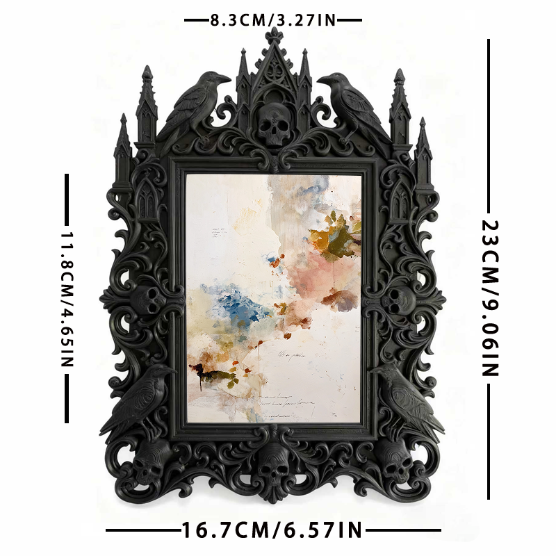 Insta-trending Gothic Dark-style Photo Frame | Dark Academia Dorm Book Nook Decor, Photo Ornament, Wall/Table Dual-use, Durable Frame