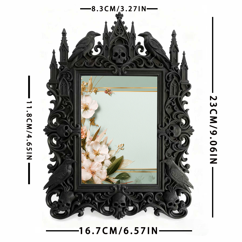 Bestselling-essential Gothic Dark-style Photo Frame | Witchy Bedroom Crystal Shelf Decor, Photo Ornament, Dual-use Display, Retro Plastic Fr