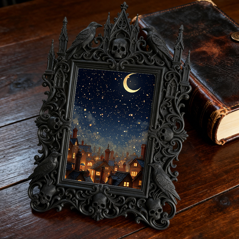 Must-grab Gothic Dark-style Photo Frame | Gothic Bathroom Vanity Decor, Photo Ornament, Wall-mountable & Tabletop, Slim Frame