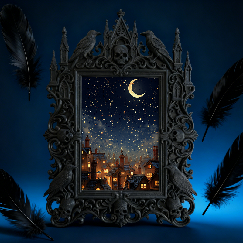 Must-grab Gothic Dark-style Photo Frame | Gothic Bathroom Vanity Decor, Photo Ornament, Wall-mountable & Tabletop, Slim Frame