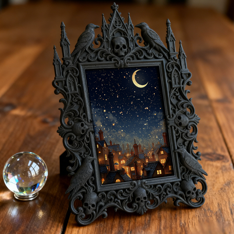 Must-grab Gothic Dark-style Photo Frame | Gothic Bathroom Vanity Decor, Photo Ornament, Wall-mountable & Tabletop, Slim Frame