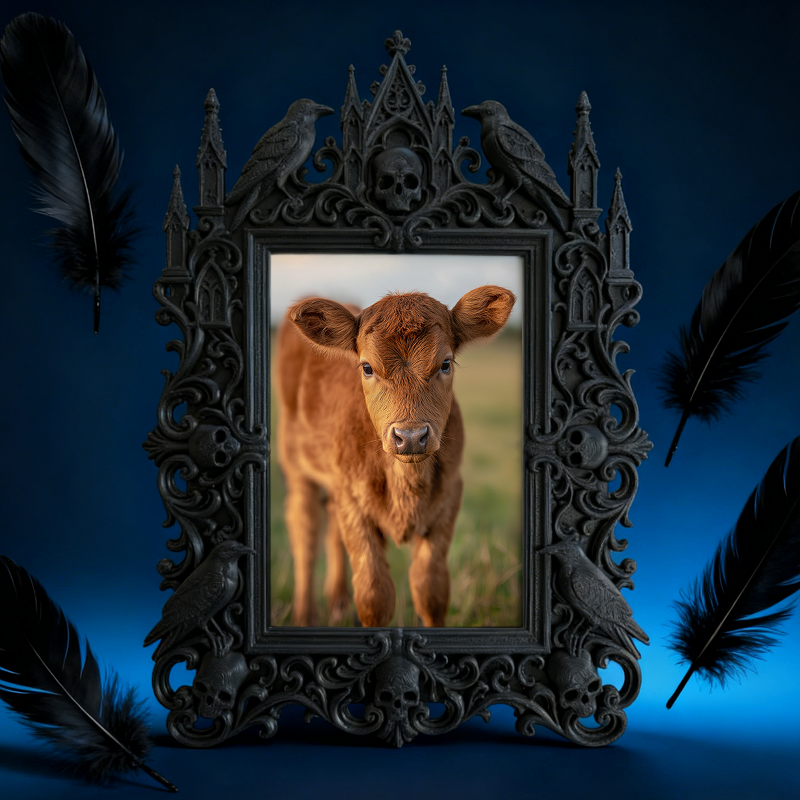 5-star-approved Gothic Dark-style Photo Frame | Werewolf-themed Cabin Bedroom Decor, Photo Ornament, Dual-use Display, Sturdy Frame