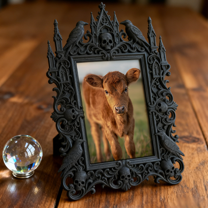 5-star-approved Gothic Dark-style Photo Frame | Werewolf-themed Cabin Bedroom Decor, Photo Ornament, Dual-use Display, Sturdy Frame