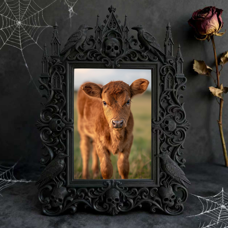 5-star-approved Gothic Dark-style Photo Frame | Werewolf-themed Cabin Bedroom Decor, Photo Ornament, Dual-use Display, Sturdy Frame