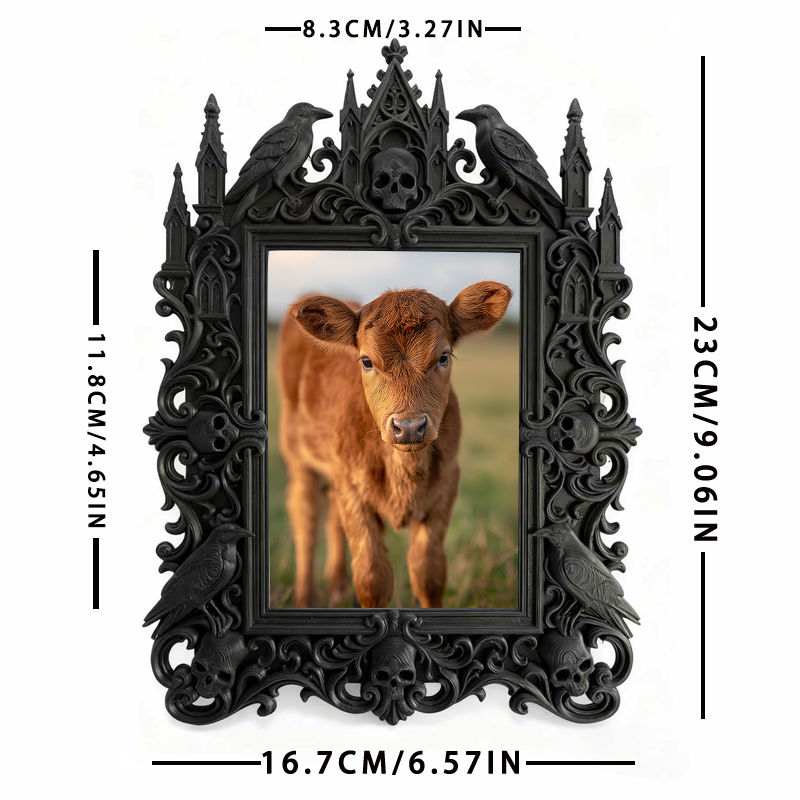5-star-approved Gothic Dark-style Photo Frame | Werewolf-themed Cabin Bedroom Decor, Photo Ornament, Dual-use Display, Sturdy Frame