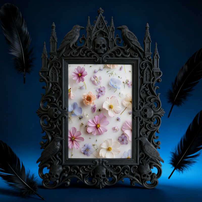 Exclusive-stock-pick Gothic Dark-style Photo Frame | Occult Home Meditation Corner Decor, Photo Ornament, Wall-mountable & Tabletop, Collect