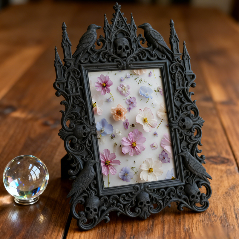 Exclusive-stock-pick Gothic Dark-style Photo Frame | Occult Home Meditation Corner Decor, Photo Ornament, Wall-mountable & Tabletop, Collect