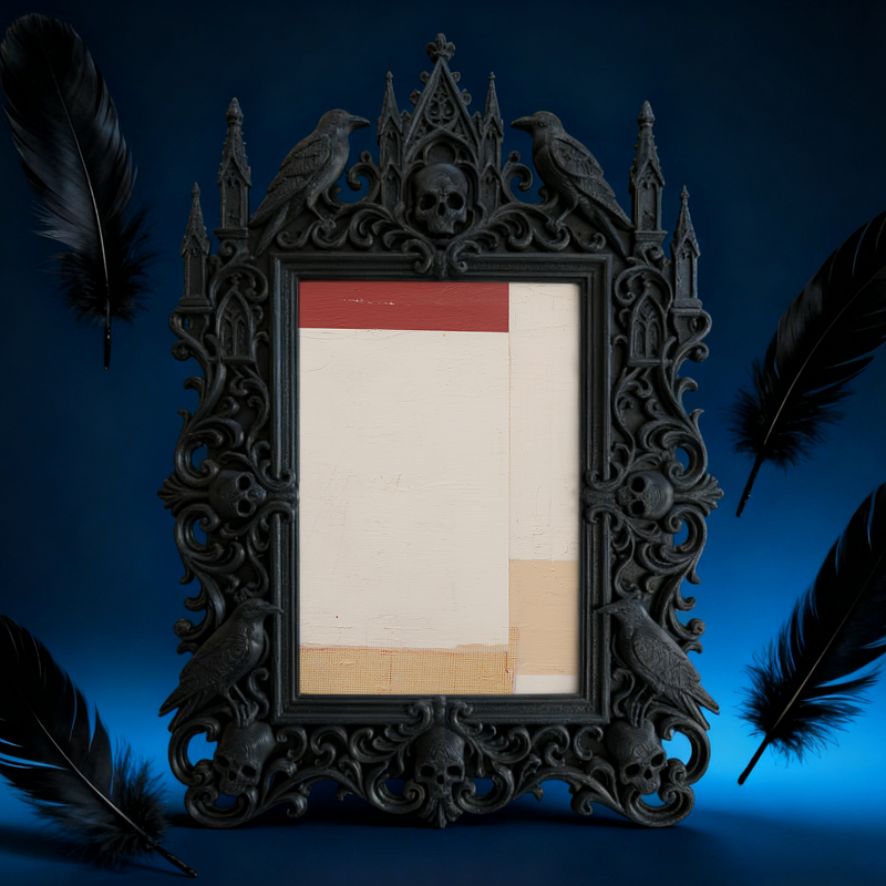 Edgy-classic Gothic Dark-style Photo Frame | Horror Movie Fan Cave Shelf Decor, Photo Ornament, Dual-use Display, Minimalist Frame