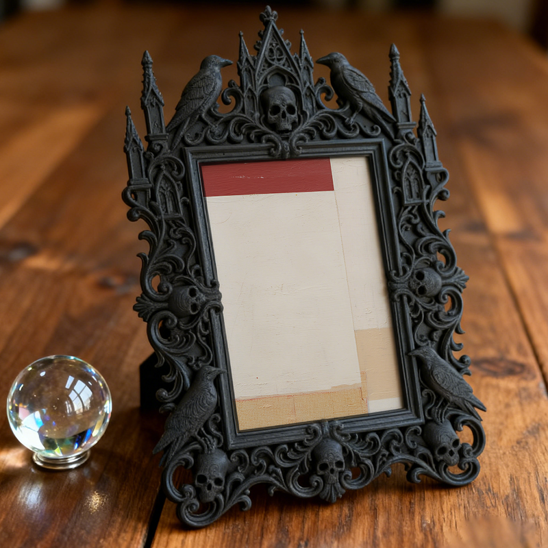 Edgy-classic Gothic Dark-style Photo Frame | Horror Movie Fan Cave Shelf Decor, Photo Ornament, Dual-use Display, Minimalist Frame