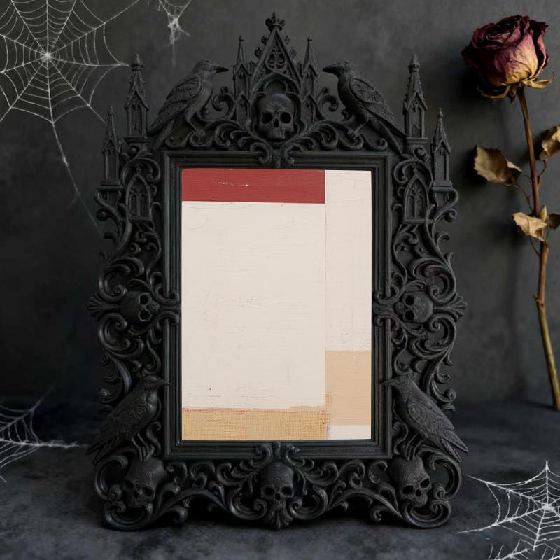 Edgy-classic Gothic Dark-style Photo Frame | Horror Movie Fan Cave Shelf Decor, Photo Ornament, Dual-use Display, Minimalist Frame