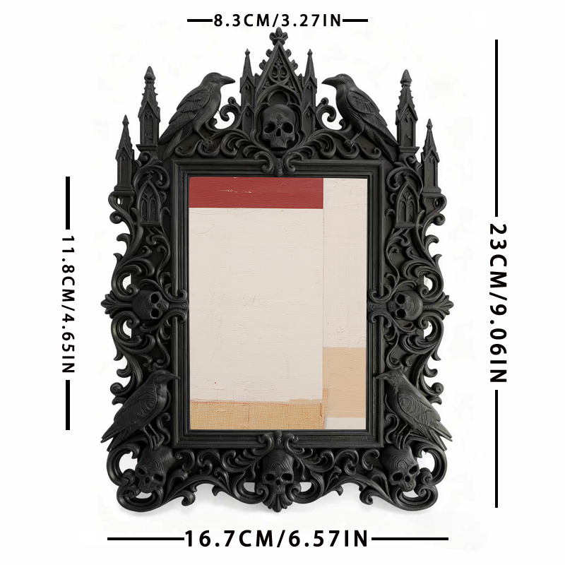 Edgy-classic Gothic Dark-style Photo Frame | Horror Movie Fan Cave Shelf Decor, Photo Ornament, Dual-use Display, Minimalist Frame