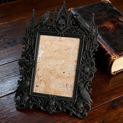 Luxe-dark-chic Gothic Dark-style Photo Frame | Dark Academia Bookcase Top Decor, Photo Ornament, Wall-mountable & Tabletop, Practical Frame