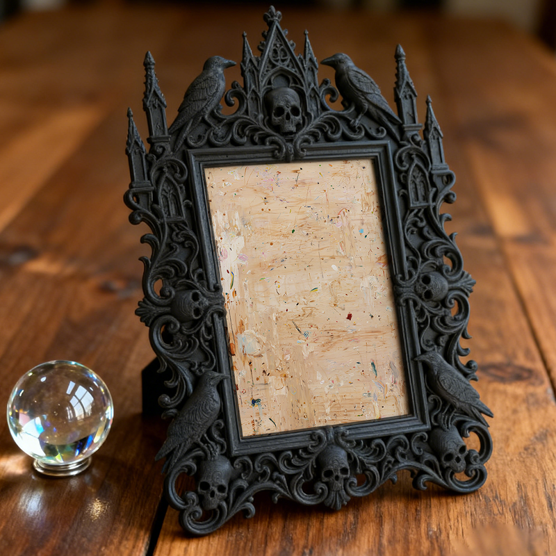 Luxe-dark-chic Gothic Dark-style Photo Frame | Dark Academia Bookcase Top Decor, Photo Ornament, Wall-mountable & Tabletop, Practical Frame