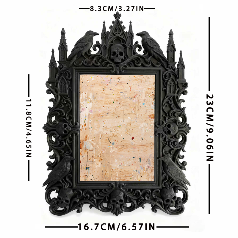Luxe-dark-chic Gothic Dark-style Photo Frame | Dark Academia Bookcase Top Decor, Photo Ornament, Wall-mountable & Tabletop, Practical Frame