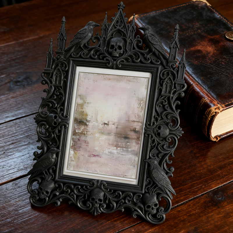 One-of-a-kind-design Gothic Dark-style Photo Frame | Witchy Kitchen Window Sill Decor, Photo Ornament, Wall-mountable & Tabletop, Portable F