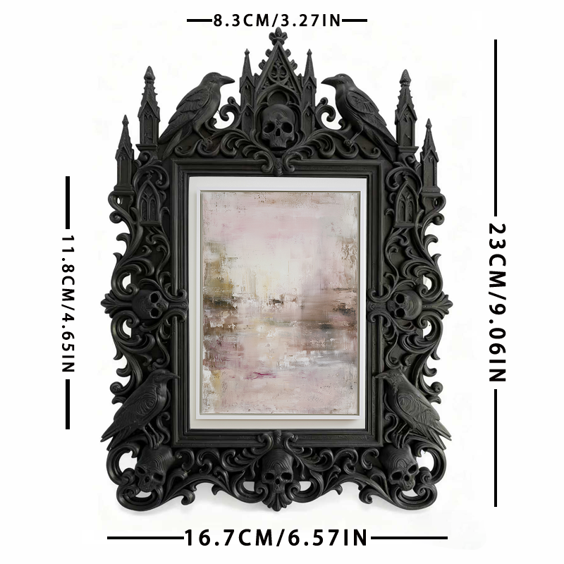 One-of-a-kind-design Gothic Dark-style Photo Frame | Witchy Kitchen Window Sill Decor, Photo Ornament, Wall-mountable & Tabletop, Portable F