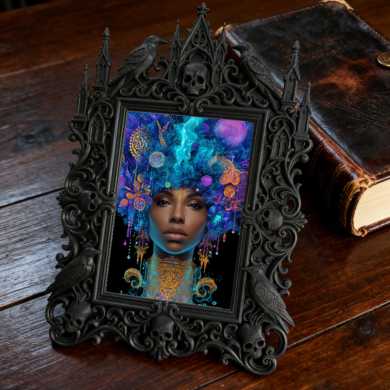 Reel-famous Gothic Dark-style Photo Frame | Gothic Handmade Aromatherapy Stone Shop Decor, Photo Ornament, Wall-mountable & Tabletop, Plasti