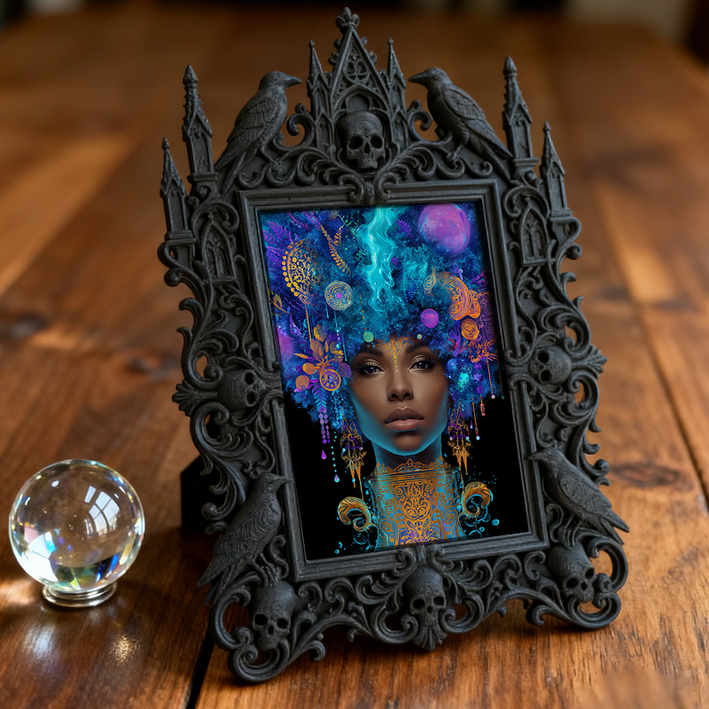 Reel-famous Gothic Dark-style Photo Frame | Gothic Handmade Aromatherapy Stone Shop Decor, Photo Ornament, Wall-mountable & Tabletop, Plasti