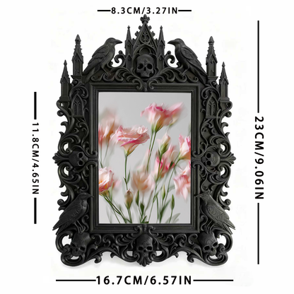 Trend-buzzing Gothic Dark-style Photo Frame | Witchy Crystal Bead Weaving Shop Decor, Photo Ornament, Dual-use Display, Retro Plastic Frame