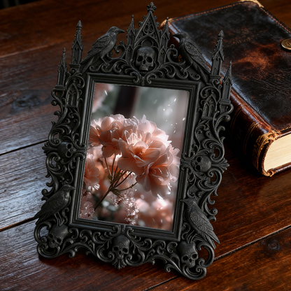 Highly-sought Gothic Dark-style Photo Frame | Gothic Matte Nail Art Studio Shelf Decor, Photo Ornament, Wall-mountable & Tabletop, Scratch-r
