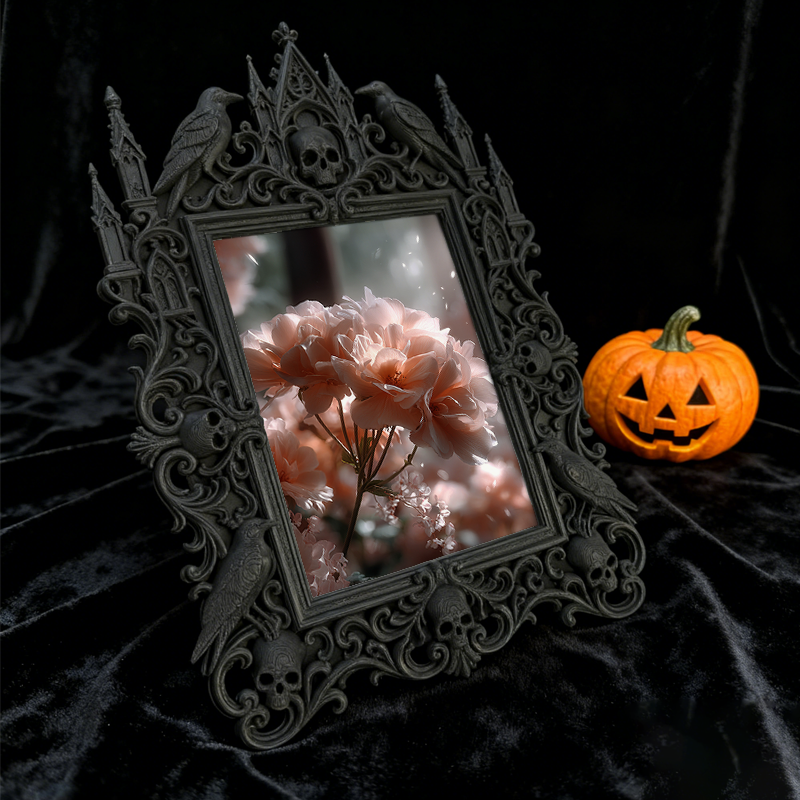 Highly-sought Gothic Dark-style Photo Frame | Gothic Matte Nail Art Studio Shelf Decor, Photo Ornament, Wall-mountable & Tabletop, Scratch-r