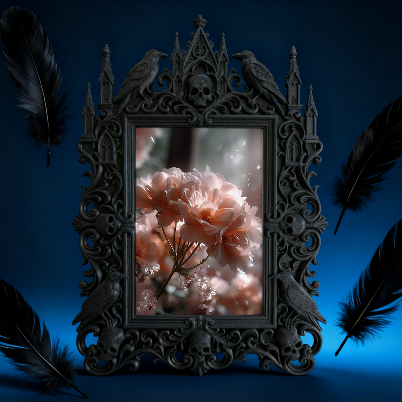 Highly-sought Gothic Dark-style Photo Frame | Gothic Matte Nail Art Studio Shelf Decor, Photo Ornament, Wall-mountable & Tabletop, Scratch-r