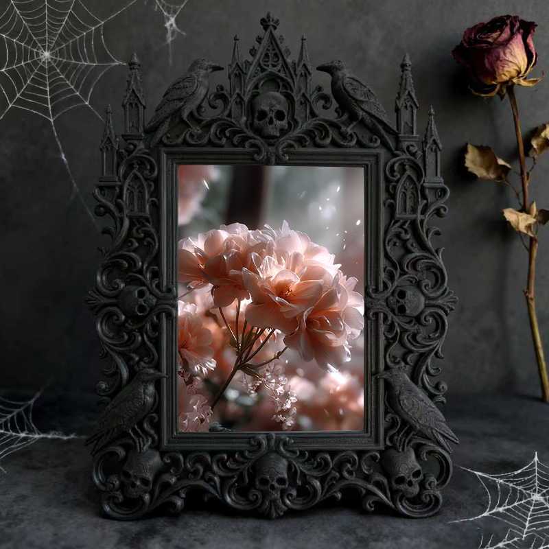 Highly-sought Gothic Dark-style Photo Frame | Gothic Matte Nail Art Studio Shelf Decor, Photo Ornament, Wall-mountable & Tabletop, Scratch-r