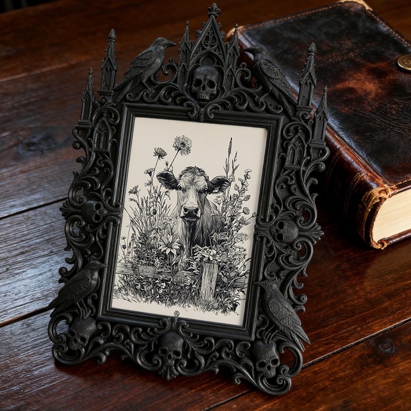 Bestselling-essential Gothic Dark-style Photo Frame | Punk Rock Vintage Band T-shirt Shop Decor, Photo Ornament, Wall/Table Dual-use, Eco-fr