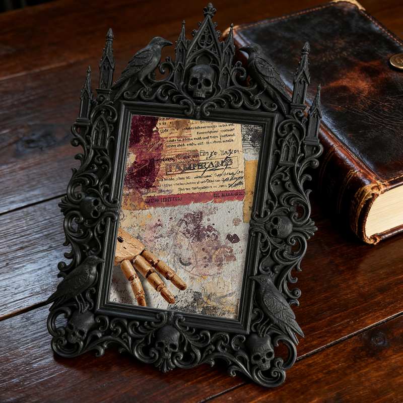 Must-grab-now Gothic Dark-style Photo Frame | Horror Themed Pop-up Book Shop Decor, Photo Ornament, Wall-mountable & Tabletop, Slim Frame