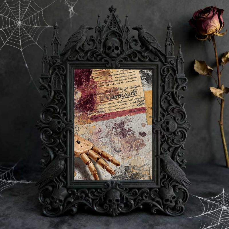 Must-grab-now Gothic Dark-style Photo Frame | Horror Themed Pop-up Book Shop Decor, Photo Ornament, Wall-mountable & Tabletop, Slim Frame