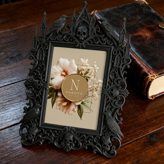 Exclusive-stock-drop Gothic Dark-style Photo Frame | Occult Rune Stone Carving Shop Decor, Photo Ornament, Wall-mountable & Tabletop, Collec