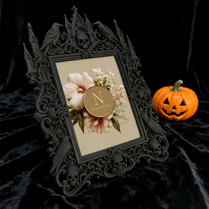 Exclusive-stock-drop Gothic Dark-style Photo Frame | Occult Rune Stone Carving Shop Decor, Photo Ornament, Wall-mountable & Tabletop, Collec