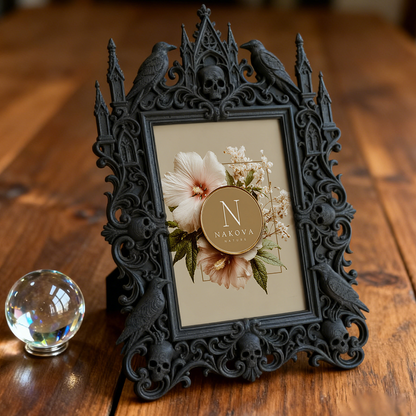 Exclusive-stock-drop Gothic Dark-style Photo Frame | Occult Rune Stone Carving Shop Decor, Photo Ornament, Wall-mountable & Tabletop, Collec