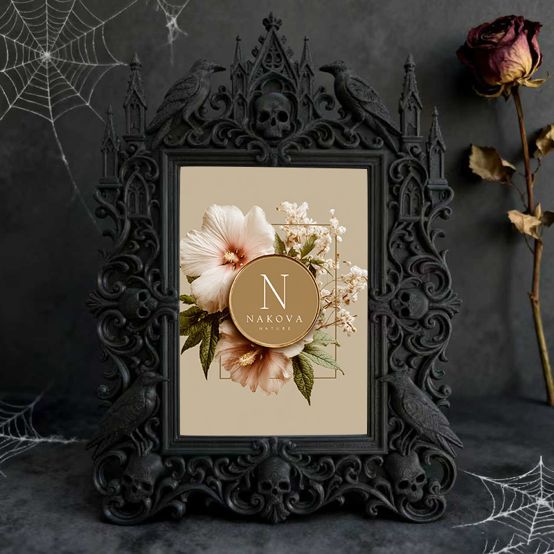 Exclusive-stock-drop Gothic Dark-style Photo Frame | Occult Rune Stone Carving Shop Decor, Photo Ornament, Wall-mountable & Tabletop, Collec